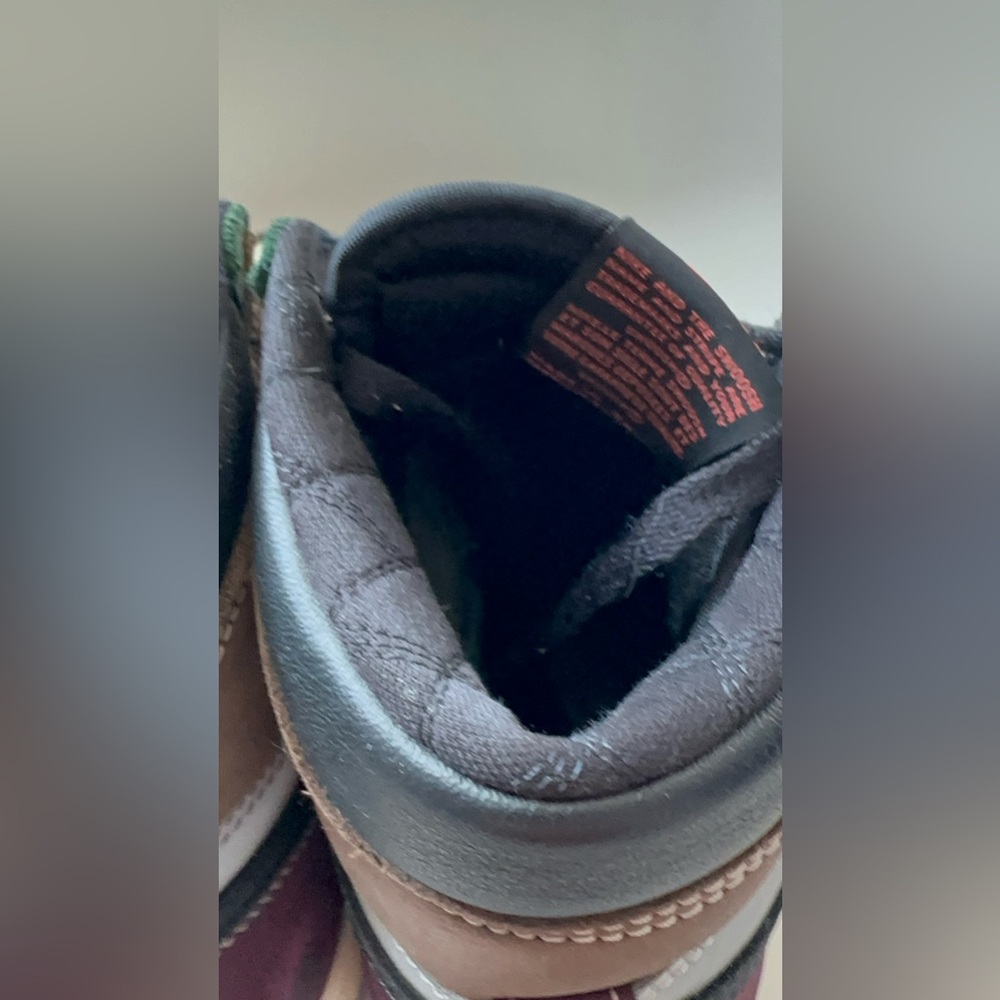 Jordan High-Top Sneakers in White, Black, Brown and Olive - Picture 10 of 12